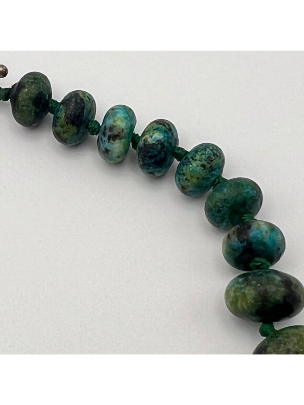 Natural Chrysocolla Graduated Bead Necklace 20" Knotted 128g Statement - Picture 8 of 15